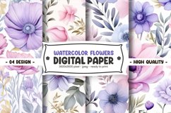 Watercolor flowers digital paper Product Image 1