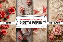 Embroidered flower digital paper Product Image 1