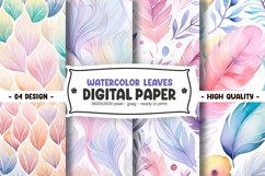 Watercolor leaves digital paper Product Image 1