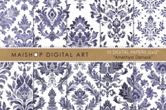 Amethyst Damask Watercolor Digital Paper Pack Product Image 1