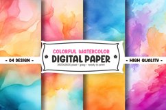 Colorful watercolor digital paper Product Image 1