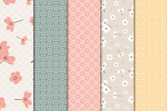 Asian Blossom Floral and Geometric Digital Papers Set Product Image 2