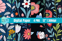 Flowers Digital Paper PNG Product Image 1