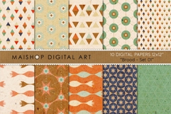 Retro Geometric Folk Digital Paper Pack Product Image 1