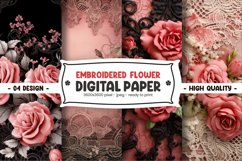 Embroidered flower digital paper Product Image 1