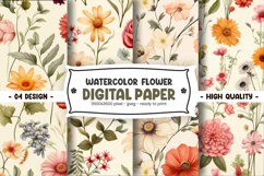 WATERCOLOR FLOWER DIGITAL PAPER Product Image 1