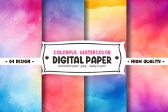 Colorful watercolor digital paper Product Image 1