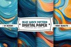 Blue wavy pattern digital paper Product Image 1