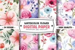 WATERCOLOR FLOWER DIGITAL PAPER Product Image 1