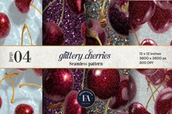 Glitter Coquette Cherry Pattern | Sparkly Glam Texture Paper Product Image 1
