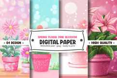 Spring floral pink blossom digital paper Product Image 1
