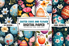 Easter Eggs and Flower Digital Paper Product Image 1