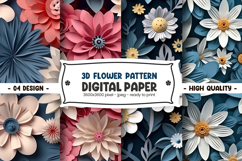 3D Flower Pattern Digital Paper Product Image 1