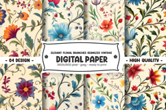Elegant floral branches seamless vintage digital paper Product Image 1