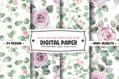 Pastel rose and peony floral blend digital paper Product Image 1