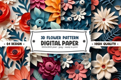 3D Flower Pattern Digital Paper Product Image 1