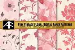Pink Vintage Floral Digital Paper Patterns Product Image 1