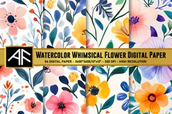 Watercolor Whimsical Flower Digital Paper Pattern Product Image 1