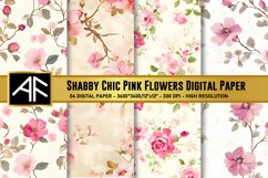 Shabby Chic Pink Floral Digital Paper Product Image 1
