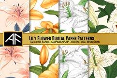 Lily Flower Digital Paper Patterns Product Image 1