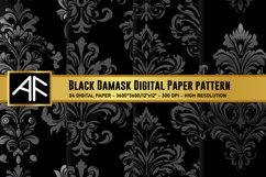 Black Damask Digital Paper Patterns Product Image 1