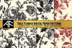 Toile Flower Digital Paper Patterns Product Image 1