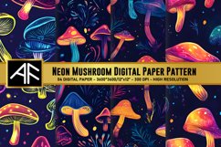 Neon Mushroom Digital Paper Pattern Product Image 1