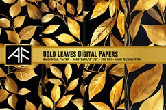 Gold Leaves Digital Paper Patterns Product Image 1