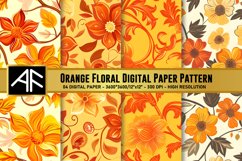 Orange Floral Digital Paper Pattern Product Image 1