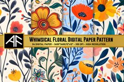 Whimsical Floral Digital Paper Pattern Product Image 1