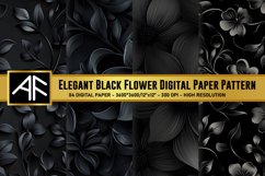 Elegant Black Flower Digital Paper Pattern Product Image 1