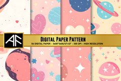Heart and Space Digital Paper Pattern Product Image 1