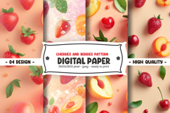 Cherries and berries pattern digital paper Product Image 1