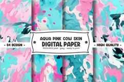Aqua pink cow skin digital paper Product Image 1