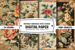 Antique baroque rose floral digital paper Product Image 1