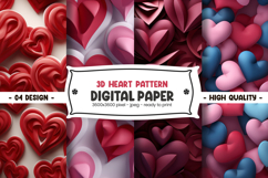 3D Heart Pattern Digital Paper Product Image 1
