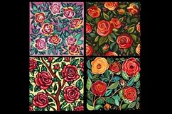 Roses Folk Art Digital Paper Pattern Product Image 2