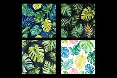 Watercolor Tropical Leaves Digital Paper Pattern Product Image 2