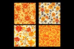 Orange Floral Digital Paper Pattern Product Image 2