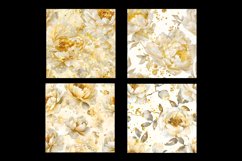 White &amp; Gold Peonies Flower Digital Paper Pattern Product Image 2