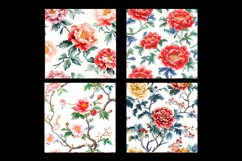 Watercolor Chinese Flower DIgital Paper Patterns Product Image 2