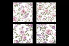 Pink and Purple Vintage Flower Digital Paper Patterns Product Image 2