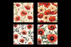 Vintage Poppy Flower Digital Paper Patterns Product Image 2