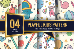 Seamless Playful Kids Pattern | Fun Childlike Digital Paper Product Image 1