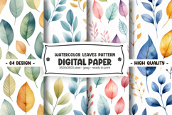 Watercolor leaves pattern digital paper Product Image 1