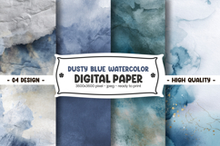 Dusty blue watercolor digital paper Product Image 1