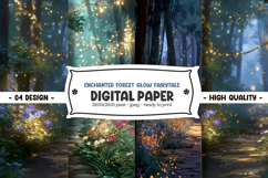 Enchanted forest glow fairytale digital paper Product Image 1