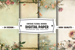 Vintage Floral Border digital paper Product Image 1