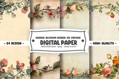 Orange Blossom Border on Vintage Digital Paper Product Image 1