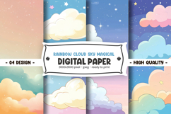 Rainbow cloud sky magical digital paper Product Image 1